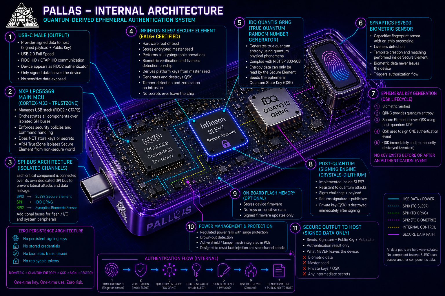 PALLAS internal architecture — full annotated diagram